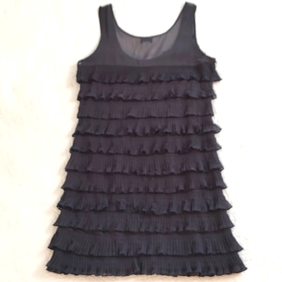 H&M Womens Dark Grey Sleeveless Layered Ruffle Mini Dress/ Size S - Picture 2 of 11